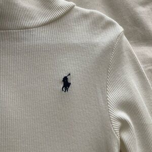 Polo by Ralph Lauren Cream Ribbed Mock Neck Sweater with Navy Pony